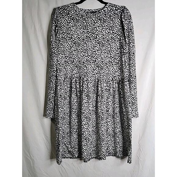 Zara Dresses & Skirts - Zara Polka Dot Dress Size S Black & White Long Sleeve Midi Length Loose Flow Fit